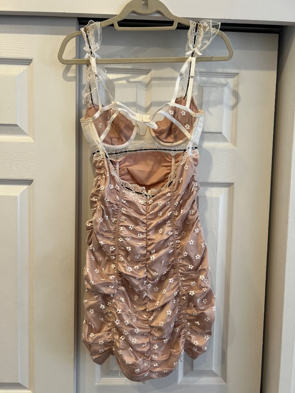 For Love & Lemons Nude and Black Embroidered Mini Dress - Picture 3 of 6